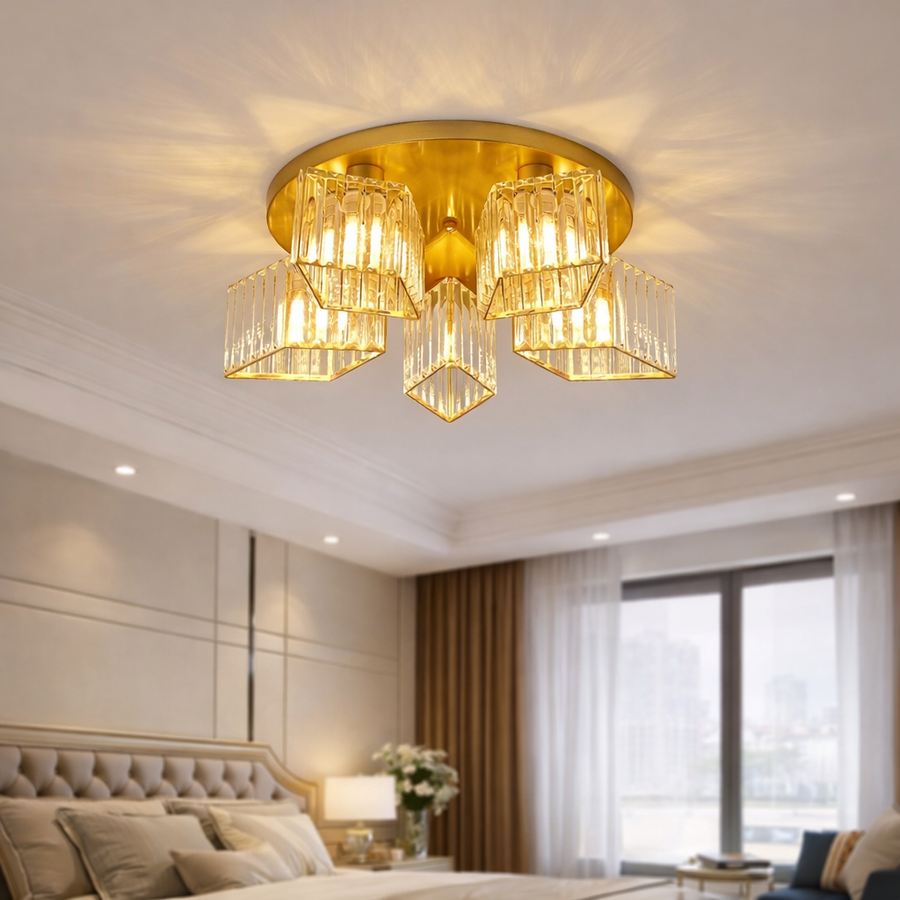 Lustra Sasha, LC117/5GD, 5x E27, Metal, Auriu