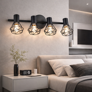 Lustra cu Abajur, GRACIE, LC365/4BK, Diamant, 4xE14, Negru, Metal