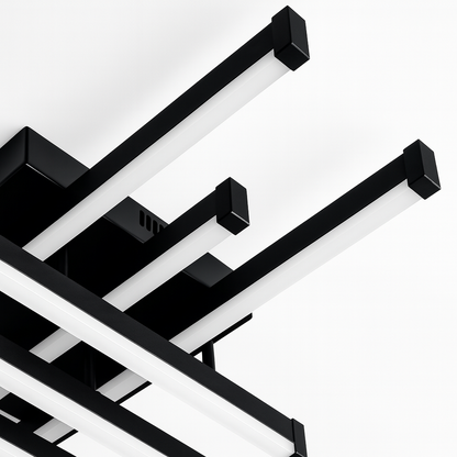 Lustra LED cu Telecomanda LINEX, 81W, 6 Elemente, Liniara, lumina Rece/Calda/Neutra, Dimabila, Negru