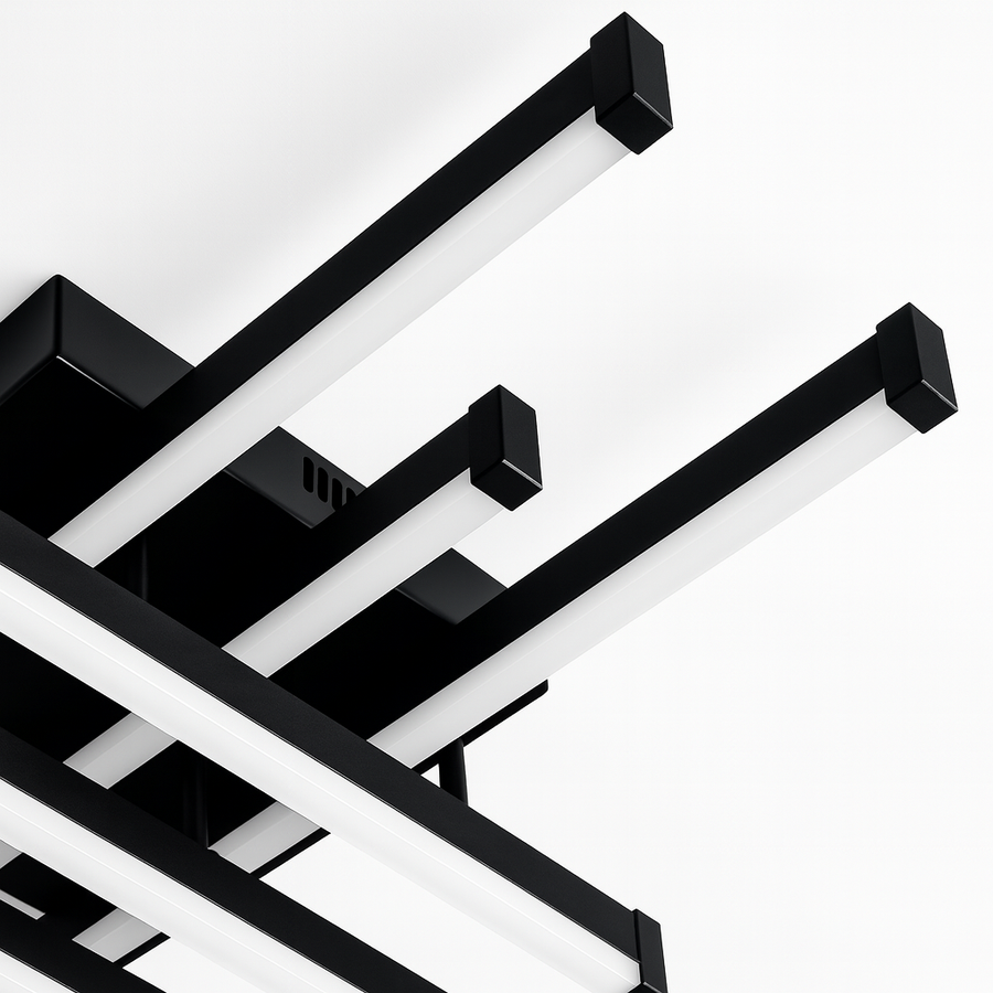 Lustra LED cu Telecomanda LINEX, 81W, 6 Elemente, Liniara, lumina Rece/Calda/Neutra, Dimabila, Negru