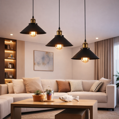 Lustra Suspendata, LV210/3L, 3*E27, Maro, Metal si Fir, Inaltime Reglabila