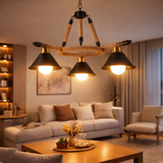 Lustra Suspendata Vintage, LV571/3BK, 3*E27, Maro, Metal si Sfoara