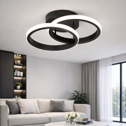 Lustra LED VERTEX CIRCULA 21W, 2 Cercuri, Rame Metalice, lLumina Rece/Calda/Neutra 3000K/4000K/6000K, Negru, Metal