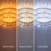 Lustra LED cu Telecomanda, LLC153/500CH, Cristal si Metal, 59W, 1 Cerc, Dimabila, Inaltime Reglabila, Lumina Rece/Calda/Neutra, Iluminat Luxos