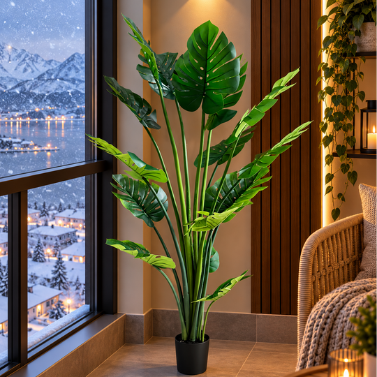 Plantă Artificială Tip Monstera Deliciosa, Cu Frunze Bogate, 180 cm, Verde