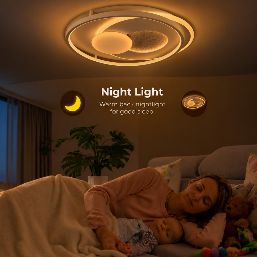 Lustra LED cu telecomanda ISTARAVSHAN, Forma Rotunda, 86W, lumina Rece/Calda/Neutra, Dimabila, Alb