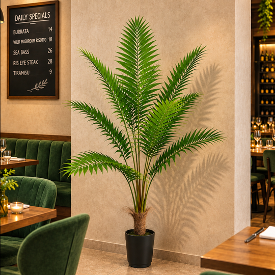 Planta Artificială Copac Tip Palmier Kentia, Cu Frunze Elegante, 180 cm, 10 frunze, Verde, cu Ghiveci