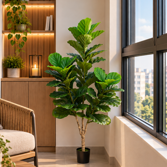 Planta Artificială Copac Tip Smochin, 3 brate, 160 cm, Verde, cu Ghiveci