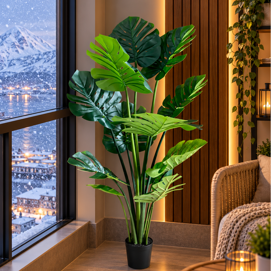 Plantă Artificială Tip Monstera Deliciosa, Cu Frunze Bogate, 160 cm, Verde