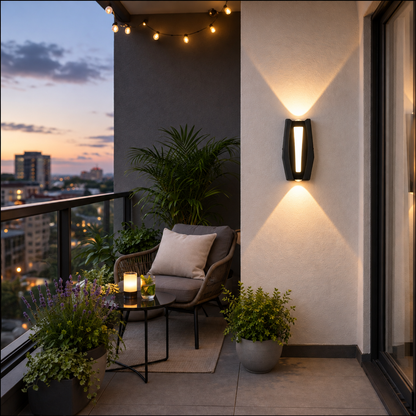 Aplica LED AX218 de Exterior si Interior, 2 Surse x 8W, Metalic, Negru, 3000K