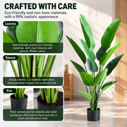 Plantă Artificială Tip Strelitzia Nicolai(Pasărea Paradisului), 180 cm, 13 frunze, Verde