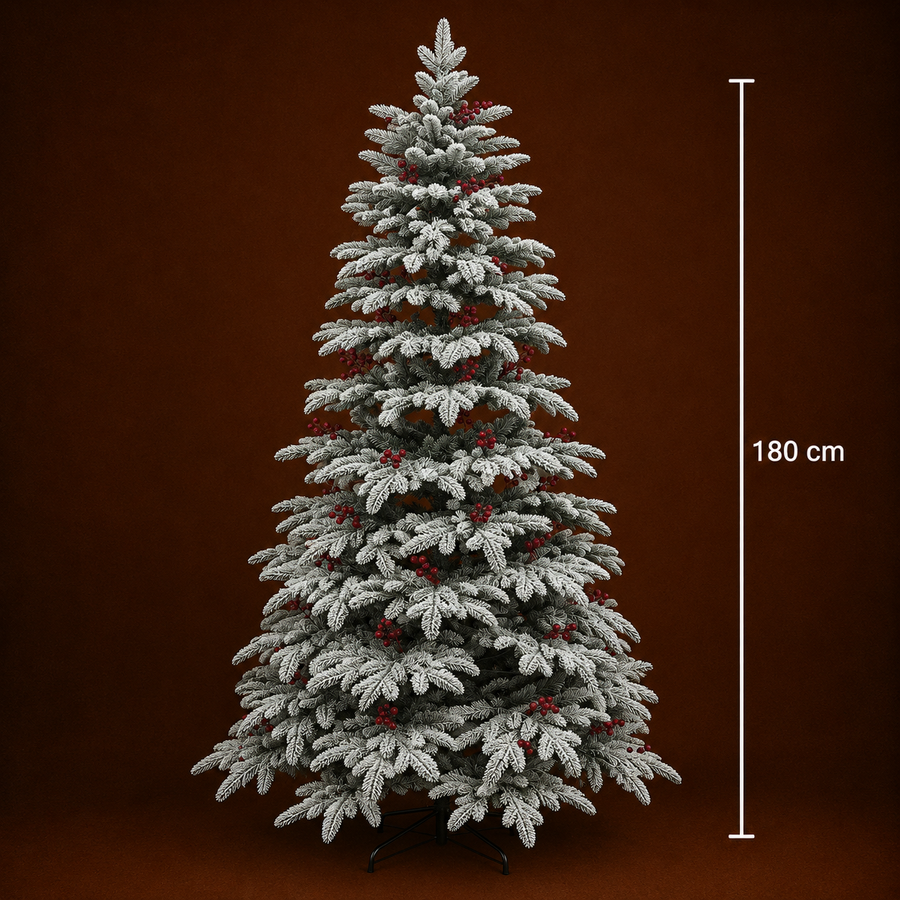 Decorațiune Brad Artificial CRAN, 180 cm, 505 vârfuri, Plastic, Verde si Alb