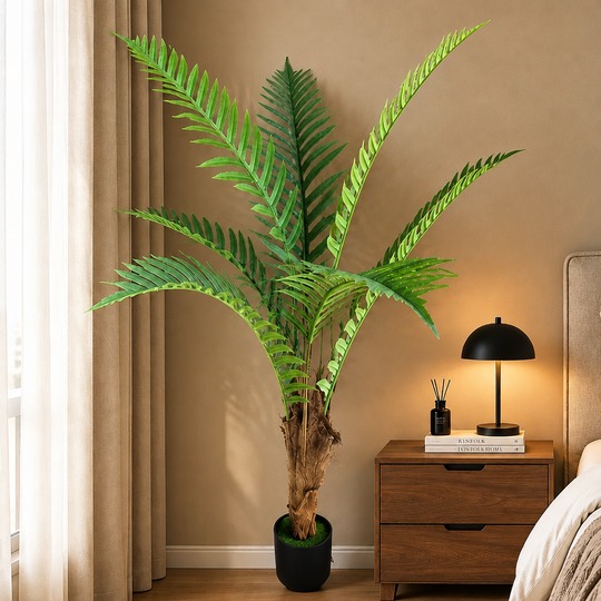 Planta Artificială Copac Tip Palmier Regal, 160 cm, 7 frunze, Verde, cu Ghiveci