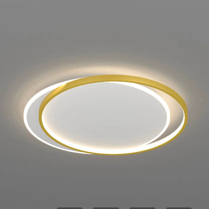 Lustra LED cu telecomanda SOLARA 60W, 2 Cercuri, lumina Rece/Calda/Neutra, Dimabila, Auriu Alb