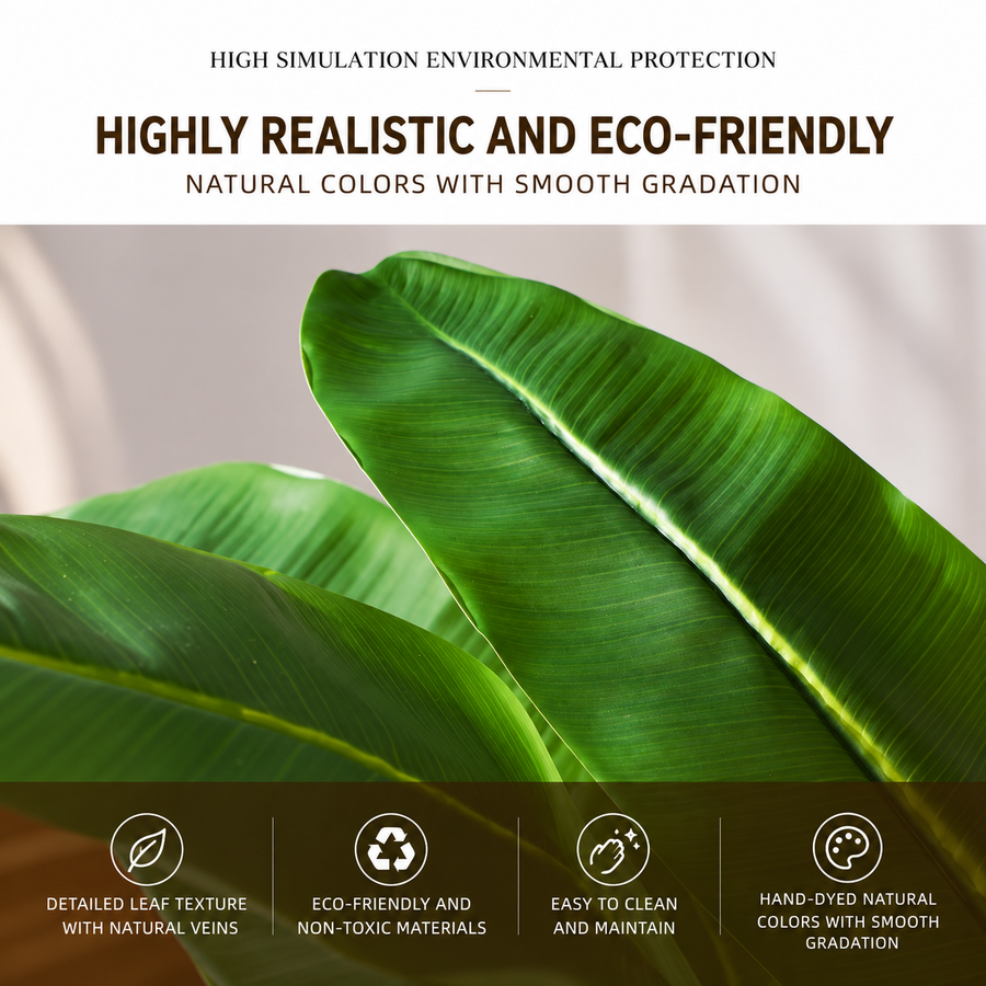 Planta Artificială Copac Tip Bananier, 130 cm, 6 frunze, Verde, cu Ghiveci
