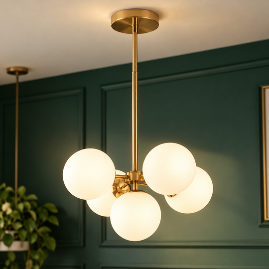 Lustra ORBS Eleganza, 48cm, 5xE27, Globuri, Auriu