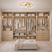 Lustra LED cu telecomanda RINOVA 66W, 2 Cercuri, lumina Rece/Calda/Neutra, Dimabila, Auriu Lucios