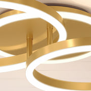 Lustra LED cu telecomanda RINOVA 66W, 2 Cercuri, lumina Rece/Calda/Neutra, Dimabila, Auriu Lucios