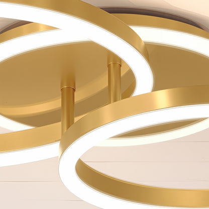 Lustra LED cu telecomanda RINOVA 66W, 2 Cercuri, lumina Rece/Calda/Neutra, Dimabila, Auriu Lucios