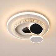 Lustra LED cu cristal HELIOX, 37W, 4 Cercuri, lumina Rece/Calda/Neutra, Negru
