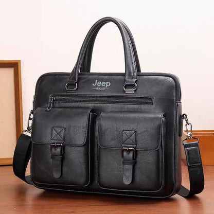 Geantă business laptop SAMARKAND, 38x7x28 cm, Piele Ecologică, Negru