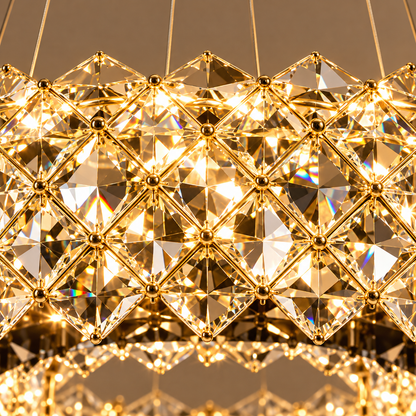 Candelabru Cristal KALTO Nobile, 72W, Lumina Rece/Calda/Neutra, Inaltime Reglabila, Metal si Cristal, Crom Lucios