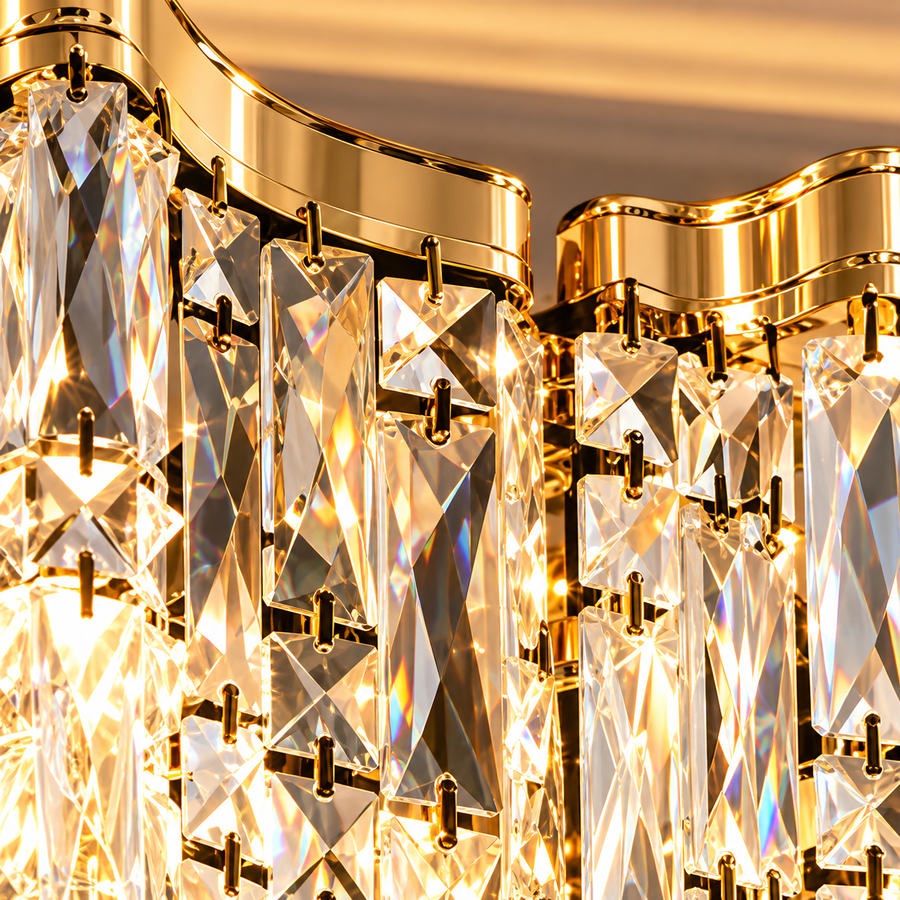 Candelabru Cristal VETRA Magno 10xE14, D60 cm, Auriu, Inaltime Reglabila, Metal si Cristal
