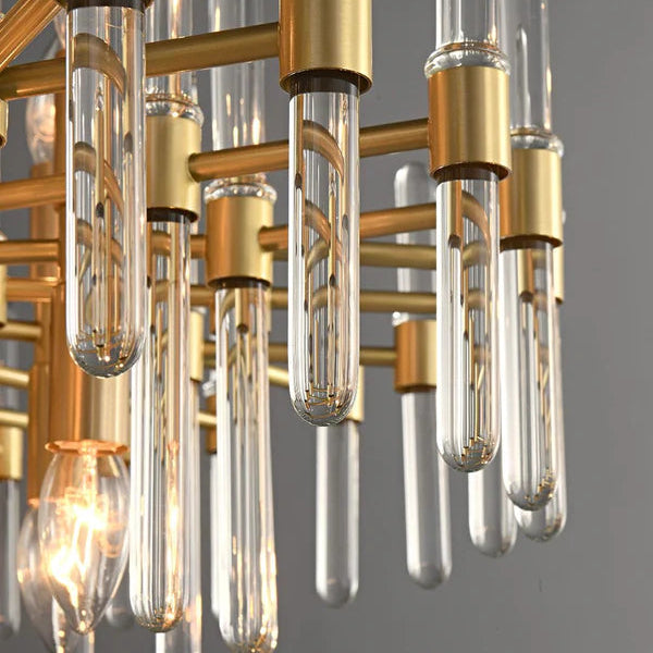 Candelabru Cristal CC850/620GD ,10xE14, 62X45cm, Inaltime Reglabila, Auriu Lucios, ,Design Elegant, Metal si Cristale