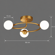 Lustra LED si cristal ORBIT, 66cm, 3xE27, Globuri, Auriu