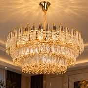 Candelabru Cristal MAJESTIC Magno 15x E14, Diametru 60cm, Auriu Lucios, Inaltime Reglabila