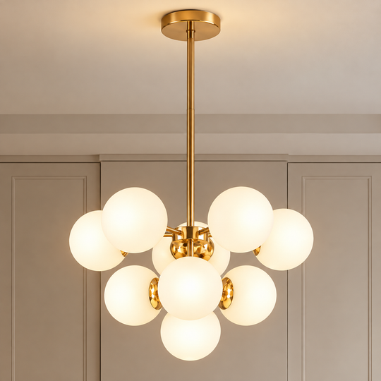 Lustra ORBS Magno, 54cm, 9xE27, Globuri, Auriu