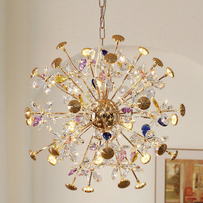 Candelabru Modern cu Cristal, CC372/600GD, 32xG4, Auriu si Cristale , 55cm, Inaltime Reglabila, Metal si Cristal