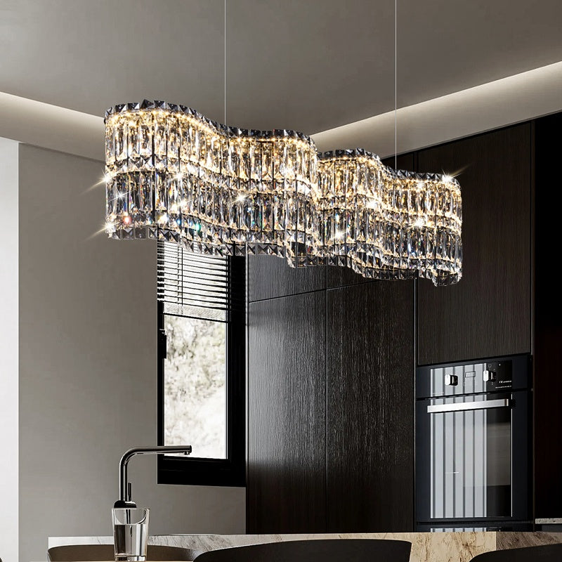 Candelabru Cristal LED cu Telecomanda Regalis, Lungime 58cm, Crom Lucios, Inaltime Reglabila