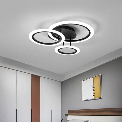 Lustra LED cu telecomanda BETTY 41W, 3 Cercuri, lumina Rece/Calda/Neutra, Dimabila, Negru