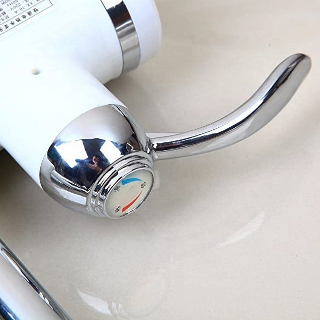 Robinet Electric cu Incalzire Instantanee a Apei, Afisaj Temperatura LED, Orizontal cu Montaj pe Chiuveta/Cada, Putere 3000 W, Apa Calda 30°C-60°C, Alb, Z007XDT