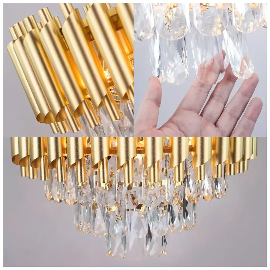 Candelabru Cristal VERSAILLES Petito 3xE14, Diametru 30cm, Auriu, Inaltime Reglabila