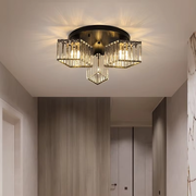 Lustra Clasica Moderna Sasha, LC117/3BK, 3x E27, Metal si Cristal, Negru, Abajur