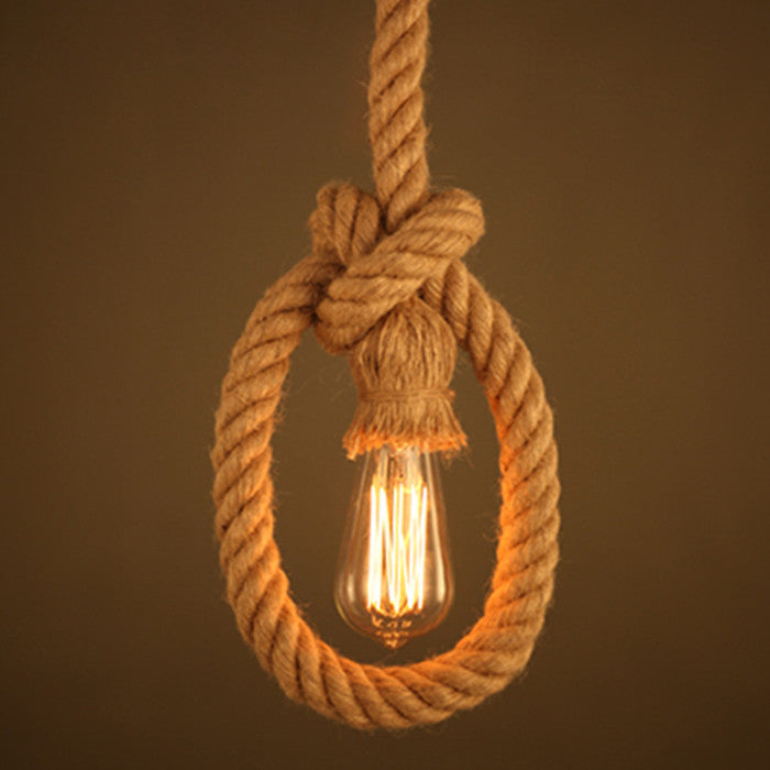 Lustra Vintage LV103/130, 1xE27, Rustic, Sfoara si Metal, 130cm, Suport Negru