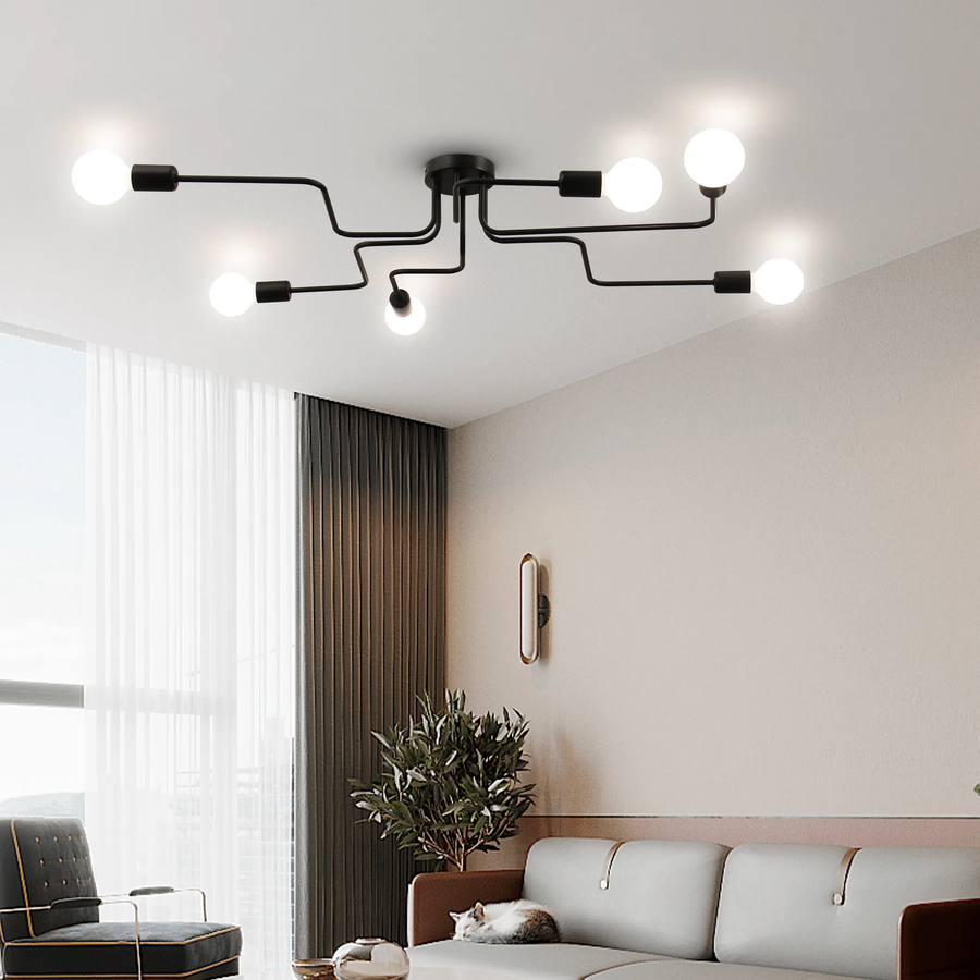 Lustra MODERNIST Hexa 6, 6x E27, Negru, Design Modern