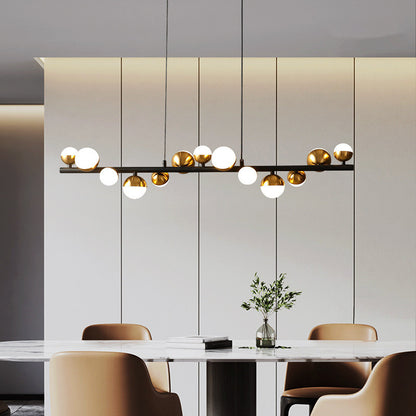 Lustră Suspendată LED Acril Aurion 29W cu Telecomandă, Dimabilă, Negru Auriu, Metal și Acril