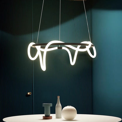 Lustra LED DIVINO Negru 91W cu Tub Silicon Flexibil, Diametru 60cm – Lumina Reglabila 3000K/4000K/6000K