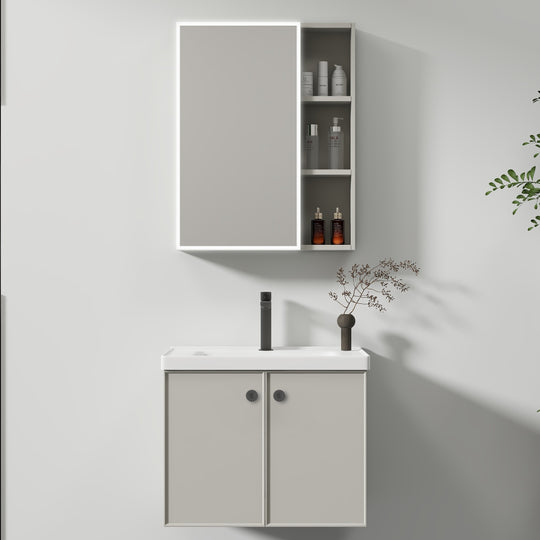 Mobilier Baie, Dulap Cu Oglinda LED T1141G/60 Gri Oglinzi Dulap Default Title Alessandro Design