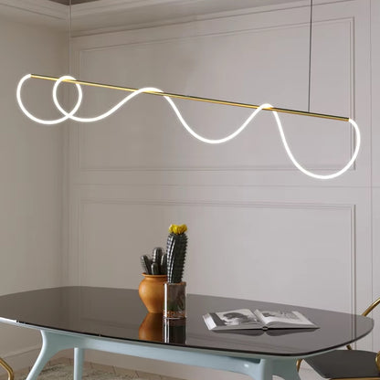 Lustra LED DIVINO cu Tub Silicon Flexibil – 62W, Lumina Reglabila, Auriu