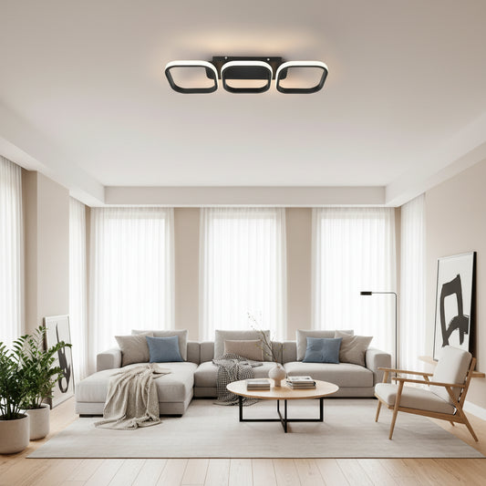 Lustra LED VERTEX 34W, 3 Patrate, Liniara, lumina Rece/Calda/Neutra, Neagra Lustre LED Default Title Alessandro Design