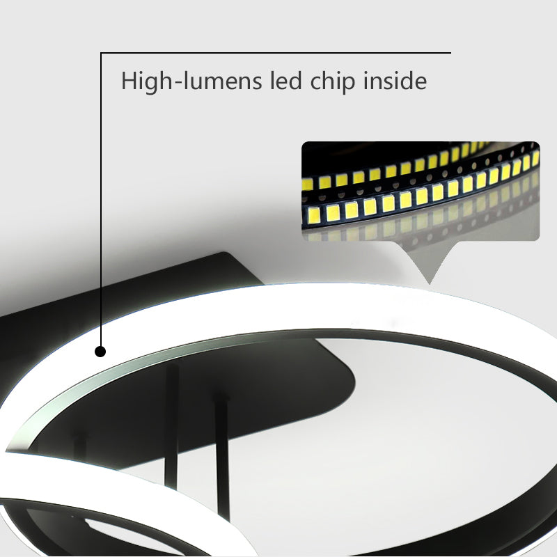 Lustra LED ELIO 24W, 4 Cercuri, Liniara, lumina Rece/Calda/Neutra, Negru