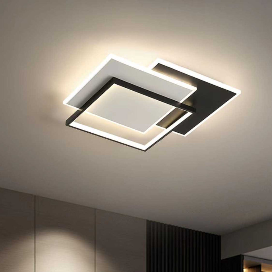 Lustra LED cu telecomanda CHIARA 102W, 3 Patrate, lumina Rece/Calda/Neutra, Dimabila, Negru