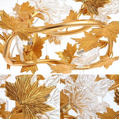 Candelabru Modern, CM260/800GD, 8xE14, Diametru 80cm, Auriu, Inaltime Reglabila, Metal si Cristale