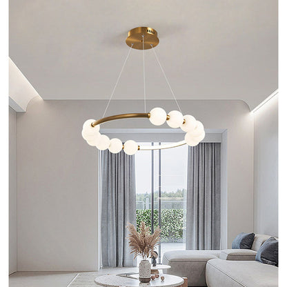 Lustră Suspendată LED Acril Nova 57W cu Telecomandă, Dimabilă, 3000K/4000K/6000K, Auriu, Metal și Acril