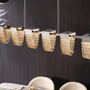 Lustra LED Suspendata, CC370/1200CH, Cristal si Metal, 30W, Telecomanda, Lumina Rece/Calda/Neutra, Iluminat Luxos