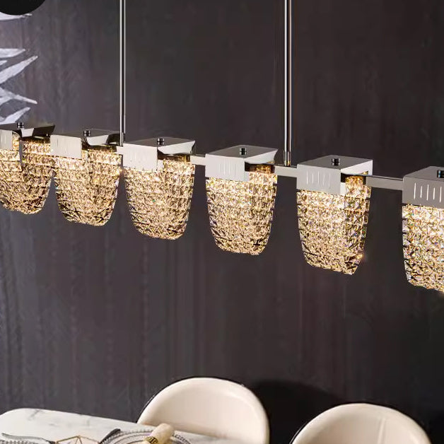 Lustra LED Suspendata, CC370/1200CH, Cristal si Metal, 30W, Telecomanda, Lumina Rece/Calda/Neutra, Iluminat Luxos